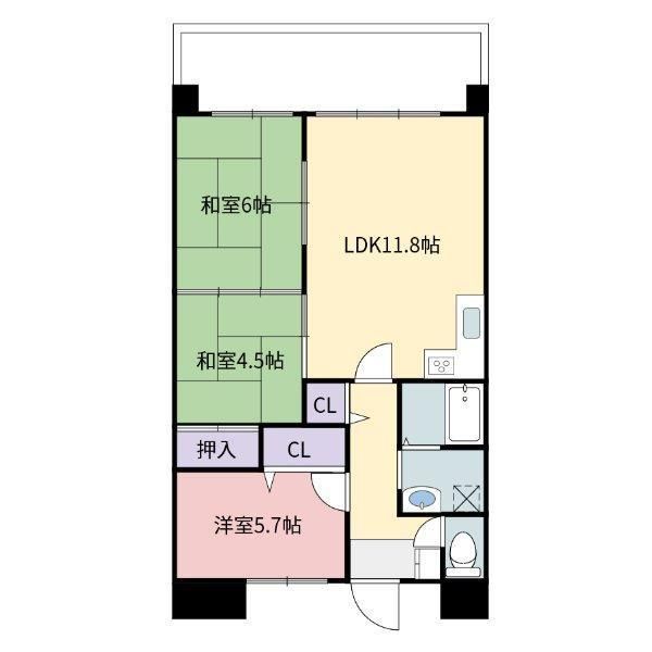 姫路市広畑区正門通のマンションの間取り