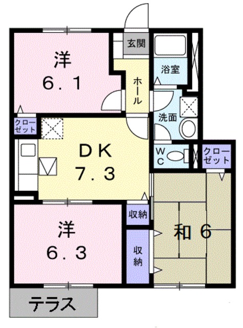 岩出市南大池のアパートの間取り