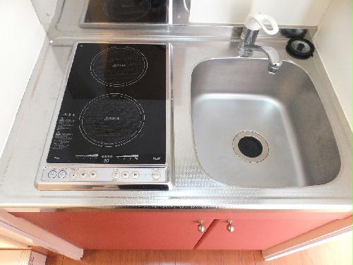 キッチン　2口の電気コンロまたはIHコンロとなります