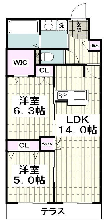 茅ヶ崎市中海岸のマンションの間取り