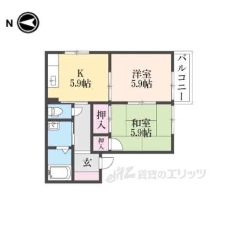 福知山市字篠尾のアパートの間取り