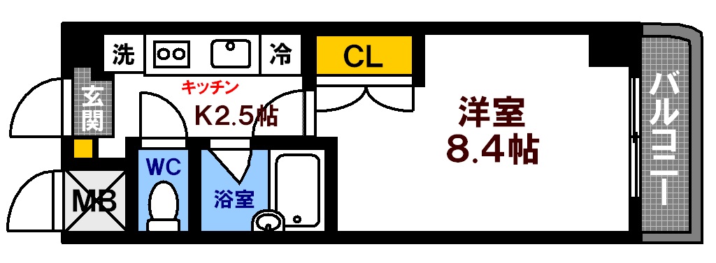 広島市中区西白島町のマンションの間取り