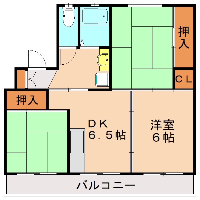 中間市大辻町のマンションの間取り