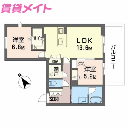 四日市市羽津町のマンションの間取り