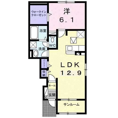 出雲市知井宮町のアパートの間取り