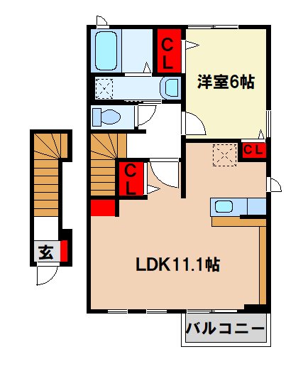 朝倉郡筑前町篠隈のアパートの間取り