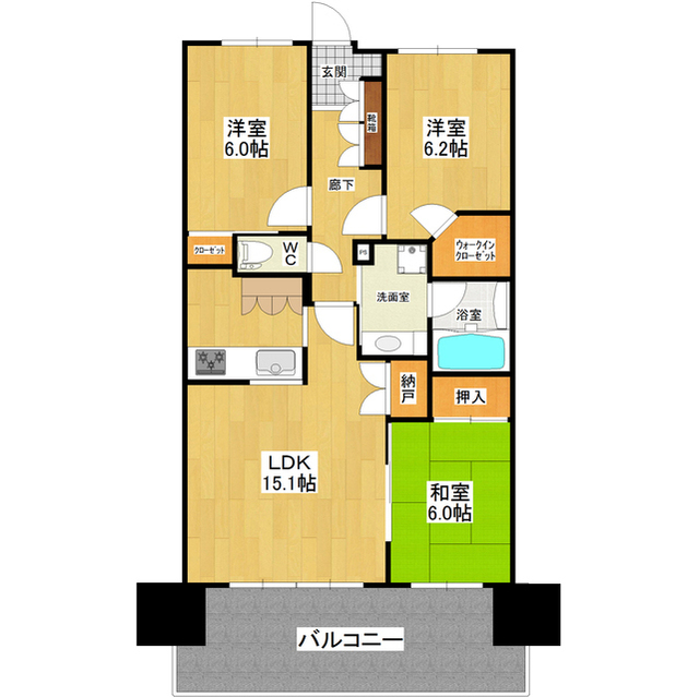 つくば市竹園のマンションの間取り