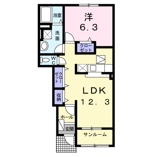 砺波市深江のアパートの間取り