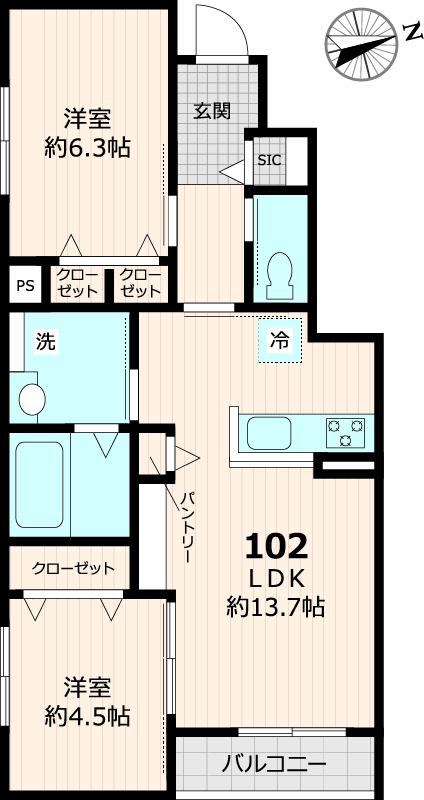 北九州市小倉南区八重洲町のアパートの間取り