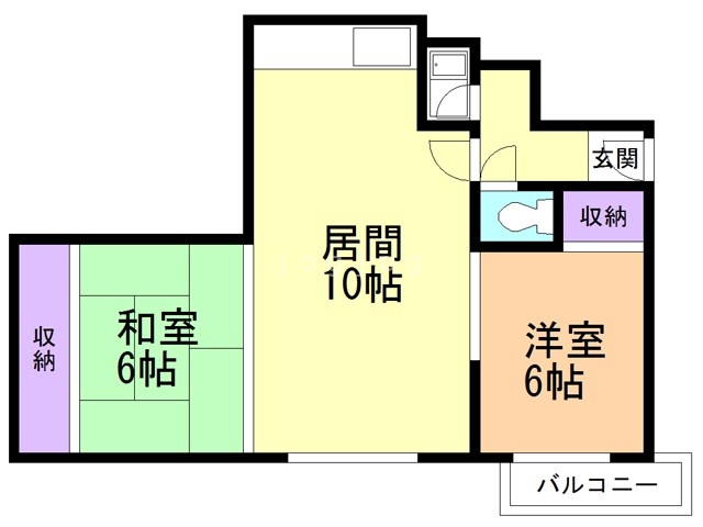 札幌市西区宮の沢二条のアパートの間取り