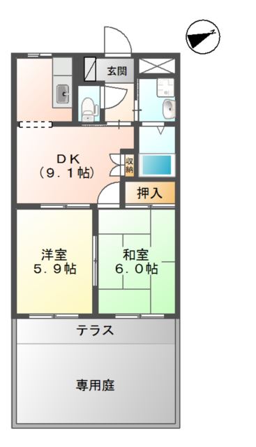 安来市飯島町のアパートの間取り