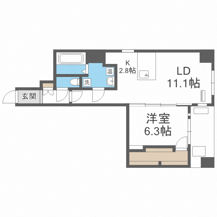 札幌市中央区南一条西のマンションの間取り