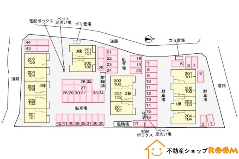 【筑後市大字下北島のアパートの駐車場】