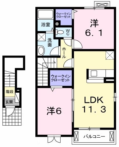 栃木県塩谷郡高根沢町大字宝積寺（アパート）の賃貸物件の間取り
