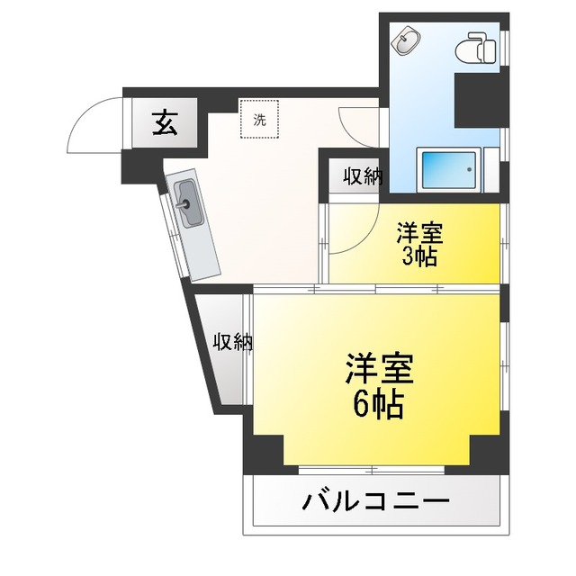 東急多摩川線 武蔵新田駅 徒歩1分 5階建 築53年の間取り写真
