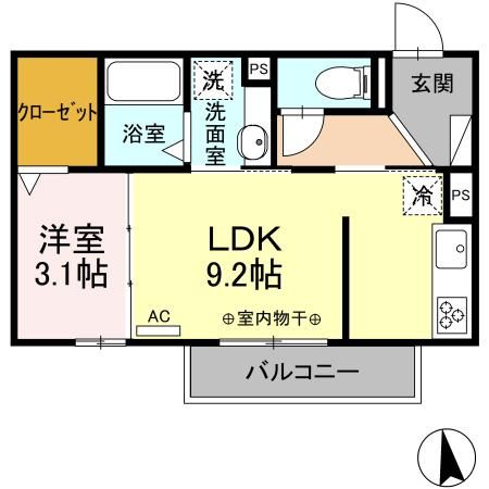 各務原市那加野畑町のアパートの間取り