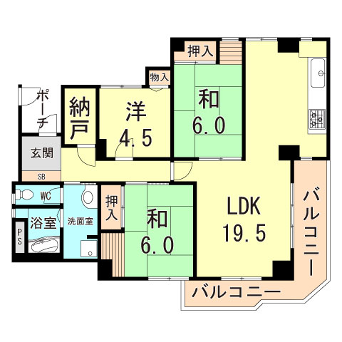 神戸市西区糀台のマンションの間取り