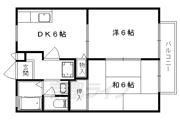 京都市伏見区醍醐御霊ケ下町のアパートの間取り