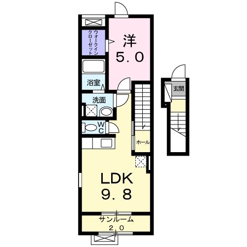 新潟市西区山田のアパートの間取り