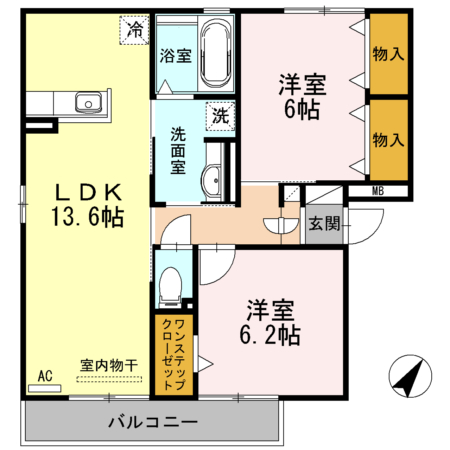 リバーサイド中部Bの間取り