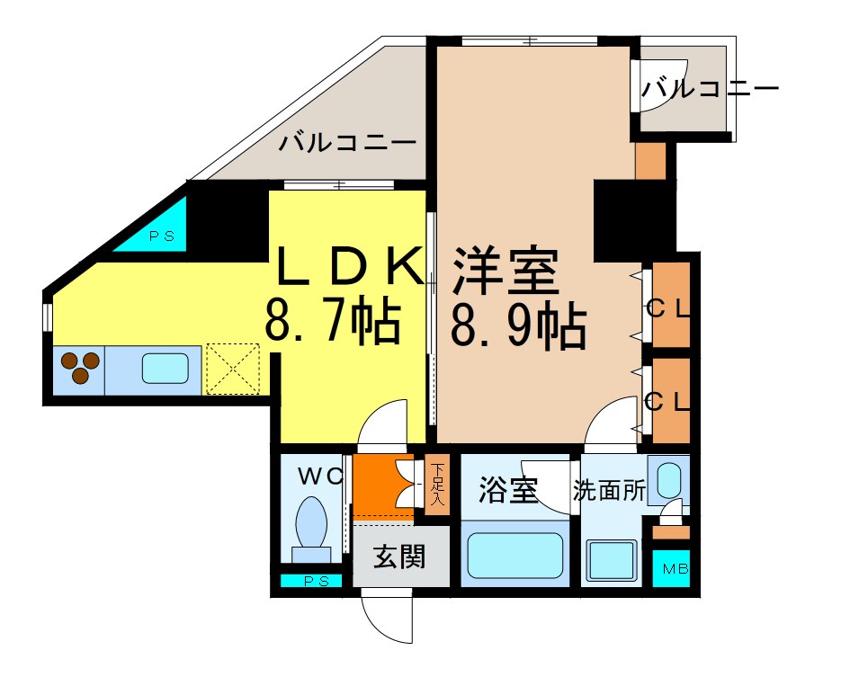 Ｇｒａｍｅｒｃｙ　Ｓｈｉｒｏｍｉ－ｄｏｒｉの間取り