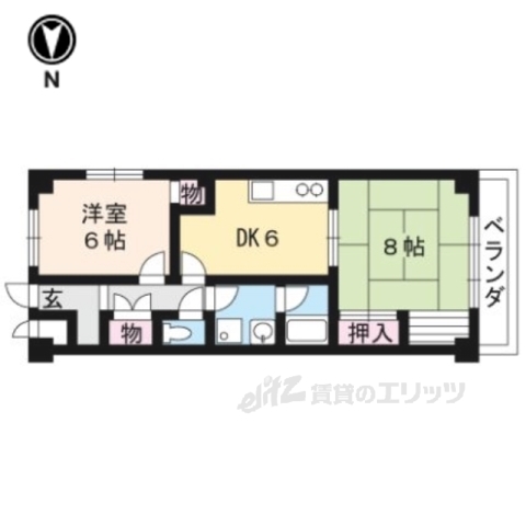 京都市西京区上桂東ノ口町のマンションの間取り