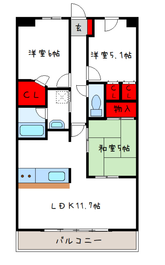 八尾市龍華町のマンションの間取り