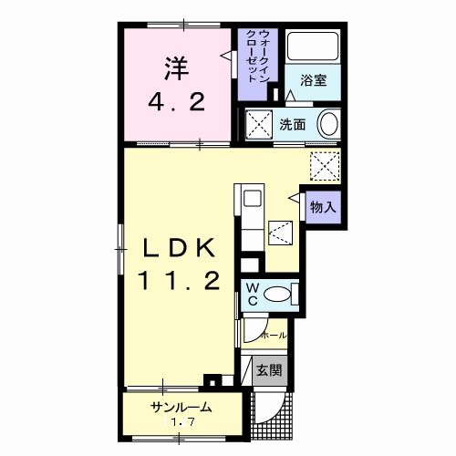 泉佐野市羽倉崎上町のアパートの間取り