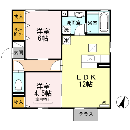 福山市千田町のアパートの間取り