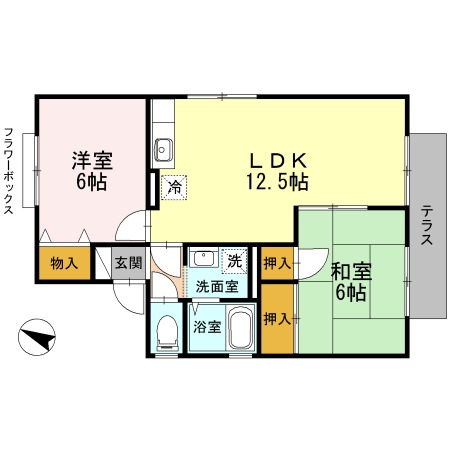 北九州市八幡西区池田のアパートの間取り