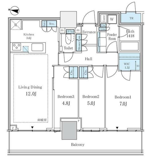 新宿区西新宿のマンションの間取り