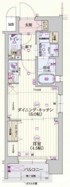 京都市南区唐橋経田町のマンションの間取り