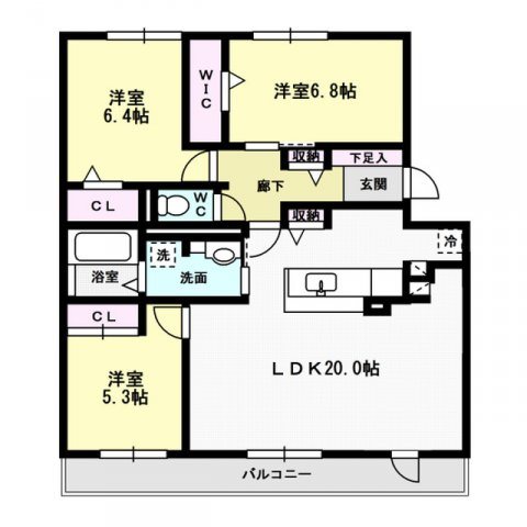 【福岡市早良区南庄のアパートの間取り】