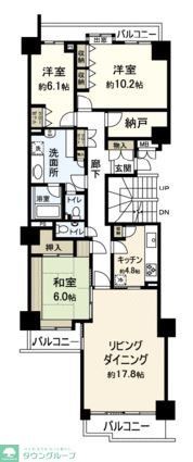 横浜市都筑区茅ケ崎南のマンションの間取り