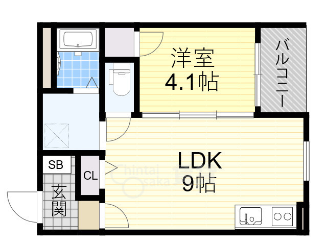 大阪市都島区中野町のアパートの間取り