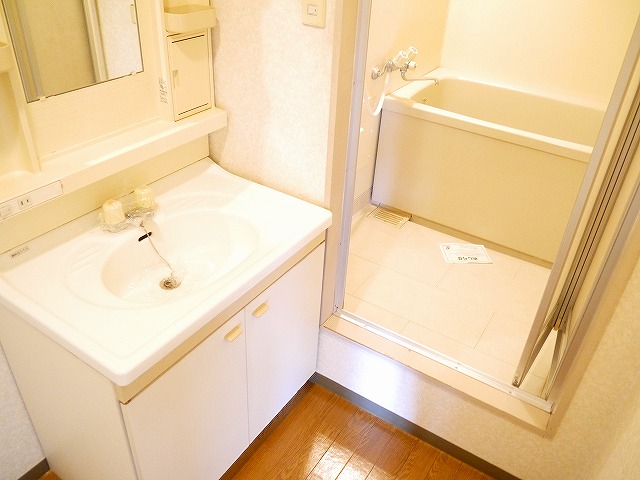 洗面設備　明るい洗面所です