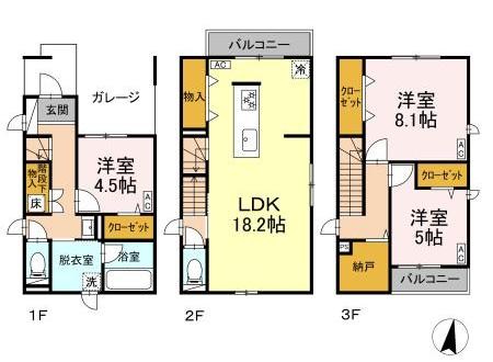 平和台1丁目戸建 Bの間取り写真