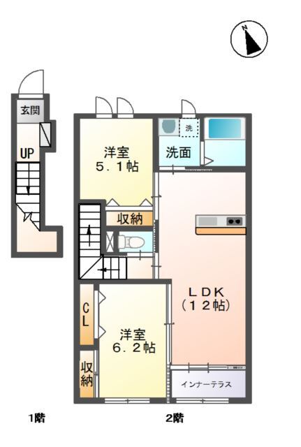 ＪＲ東北本線 郡山駅 徒歩20分 2階建 築10年の間取り写真