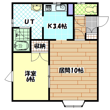 旭川市中常盤町のアパートの間取り