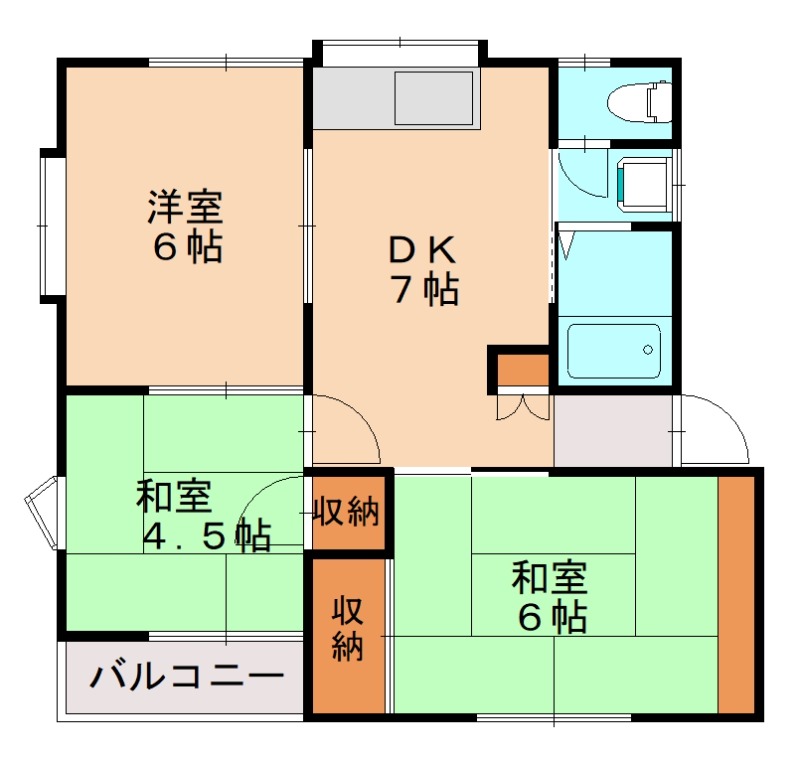 糟屋郡粕屋町花ヶ浦のアパートの間取り