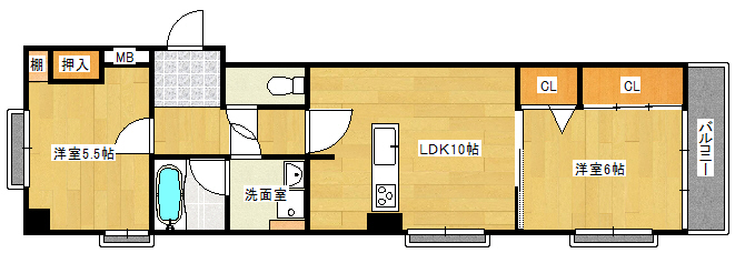 神戸市灘区神ノ木通のマンションの間取り