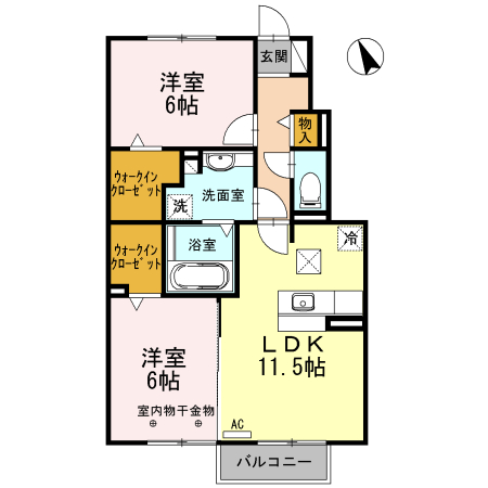 【稲沢市平和町中三宅のアパートの間取り】