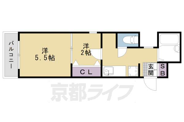 京都市中京区神泉苑町のマンションの間取り