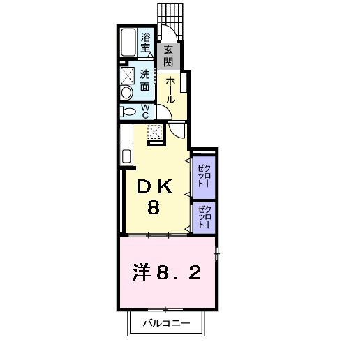 【豊橋市北岩田のアパートの間取り】