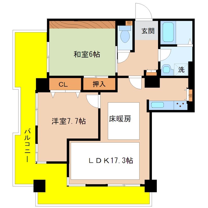 神戸市灘区摩耶海岸通のマンションの間取り