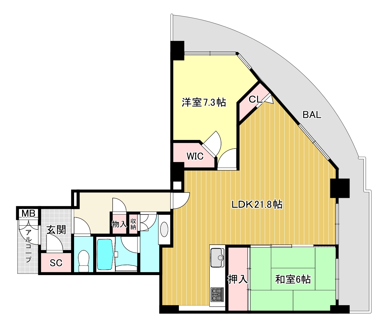 箕面市船場東のマンションの間取り