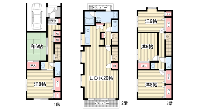 熊内町6丁目戸建の間取り