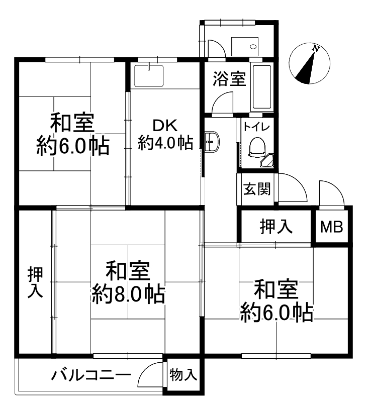 鶴甲コーポ18号棟の間取り