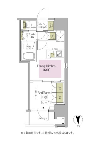 新宿区早稲田鶴巻町のマンションの間取り