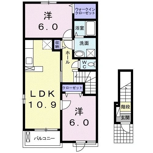 岩国市周東町下久原のアパートの間取り